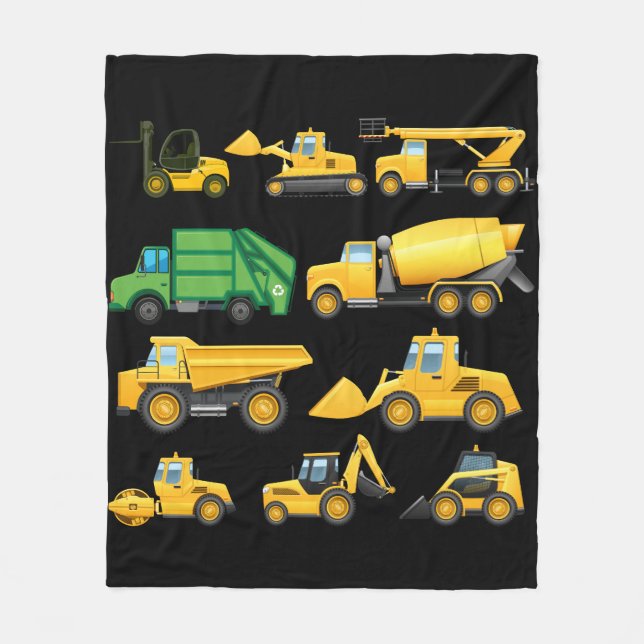 Trucks And Diggers Toddlers Construction Fleece Blanket (Front)