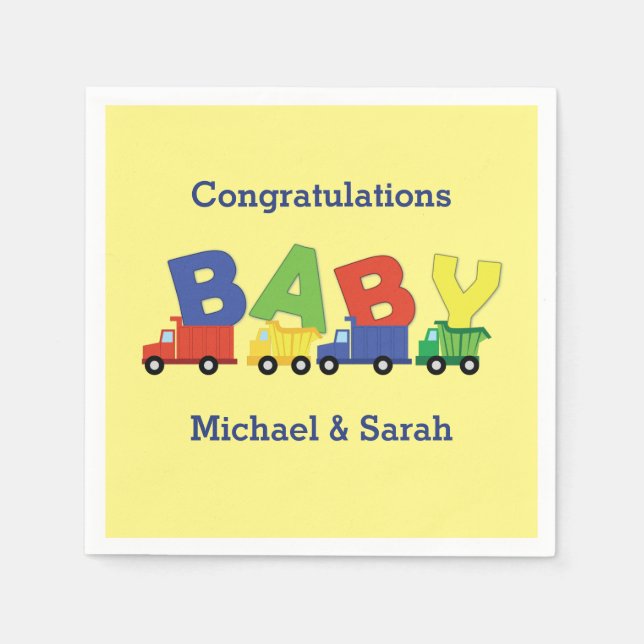 Trucks Baby Shower Napkin (Front)