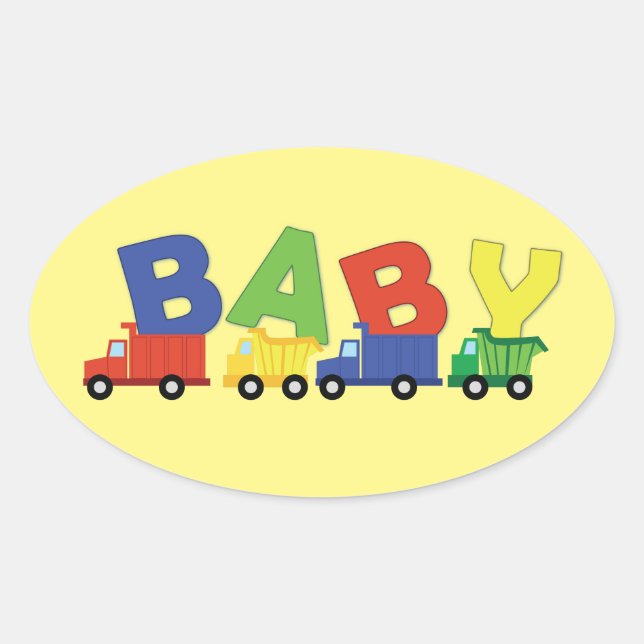 Trucks Baby Shower Oval Sticker (Front)