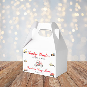 Trucks baby under construction baby shower favour box