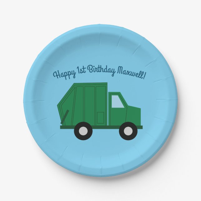 Trucks Birthday Party Paper Plate (Front)