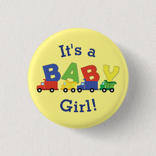 Trucks Boy Baby Shower Construction Cute 3 Cm Round Badge