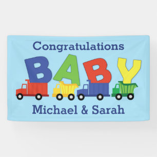 Trucks Boy Baby Shower Construction Cute Banner