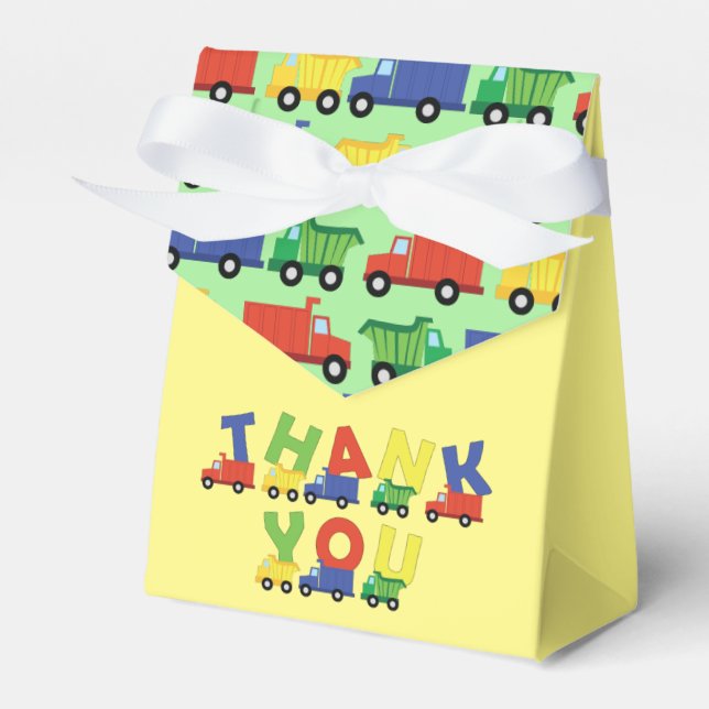 Trucks Boy Baby Shower Construction Cute Favour Box (Front Side)