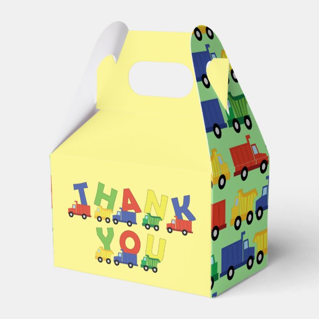 Trucks Boy Baby Shower Construction Cute Favour Box (Front Side)