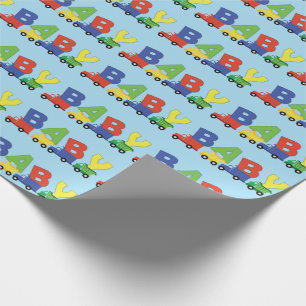 Trucks Boy Baby Shower Construction Cute Wrapping Paper