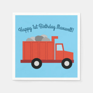 Trucks Cars Cute 1st Birthday Party Theme Napkin