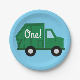 Trucks Cars Cute 1st Birthday Party Theme Paper Plate