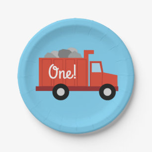 Trucks Cars Cute 1st Birthday Party Theme Paper Plate