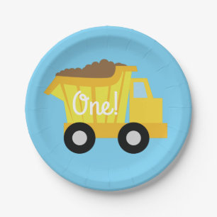 Trucks Cars Cute 1st Birthday Party Theme Paper Plate