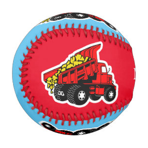Trucks red Personalise boys name Baseball