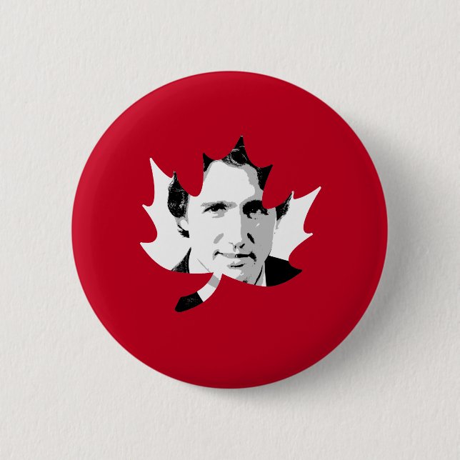 Trudeau Maple Leaf - White.png 6 Cm Round Badge (Front)