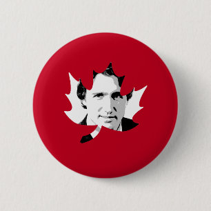 Trudeau Maple Leaf - White.png 6 Cm Round Badge