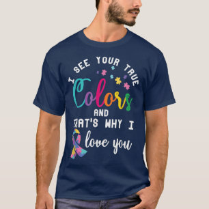 True Autism Colours Autistic Awareness Ribbon Spec T-Shirt