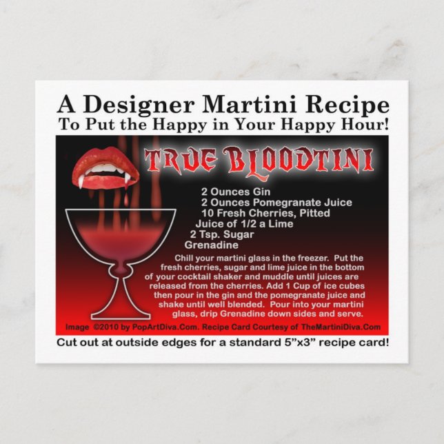 True Bloodtini Halloween Martini Recipe Postcard (Front)