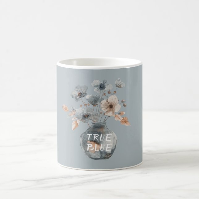 True Blue Cream Floral Vase Coffee Mug (Center)
