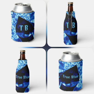 True Blue Edgy Abstract Personalised Initials Can Cooler