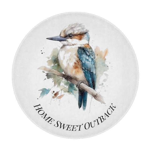 True Blue Kookaburra, custom Cutting Board (Front)