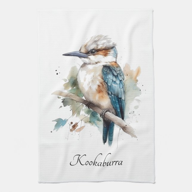 True Blue Kookaburra, custom Tea Towel (Vertical)
