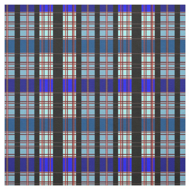 True Blue Plaid Pattern Fabric (Swatch)