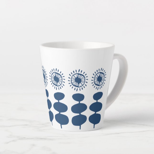True Blue Sunny Stems Latte Mug (Right Angle)