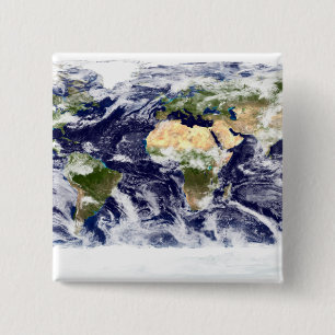 True-colour image of the entire Earth 15 Cm Square Badge