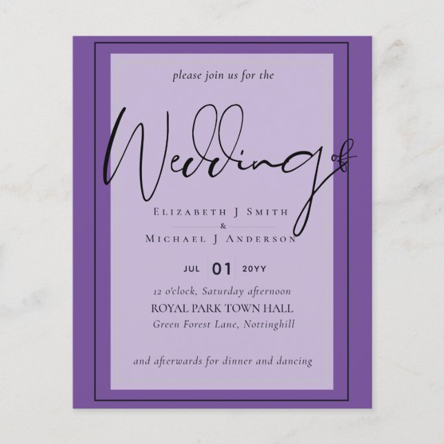True Colour Script Typography Budget Wedding (Front)