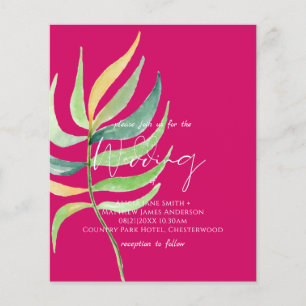 True Colour TROPICAL LEAF Budget Wedding Invites