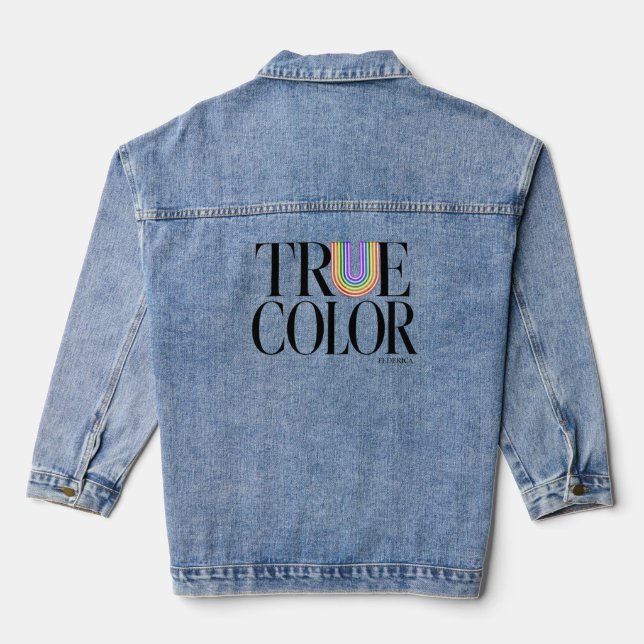 True Colours Editorial Custom Typography Design Denim Jacket (Back)