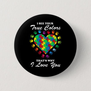 True Colours Heart Puzzle Cool Autism Awareness Gi 6 Cm Round Badge