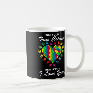 True Colours Heart Puzzle Cool Autism Awareness Gi Coffee Mug