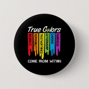 True Colours Heart Puzzle Inspirational Autism Awa 6 Cm Round Badge