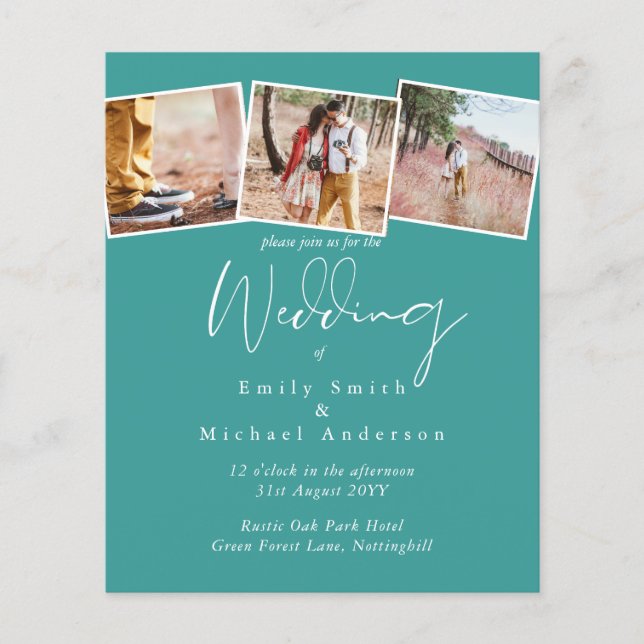 True Colours PHOTO Collage Wedding Budget Invites (Front)