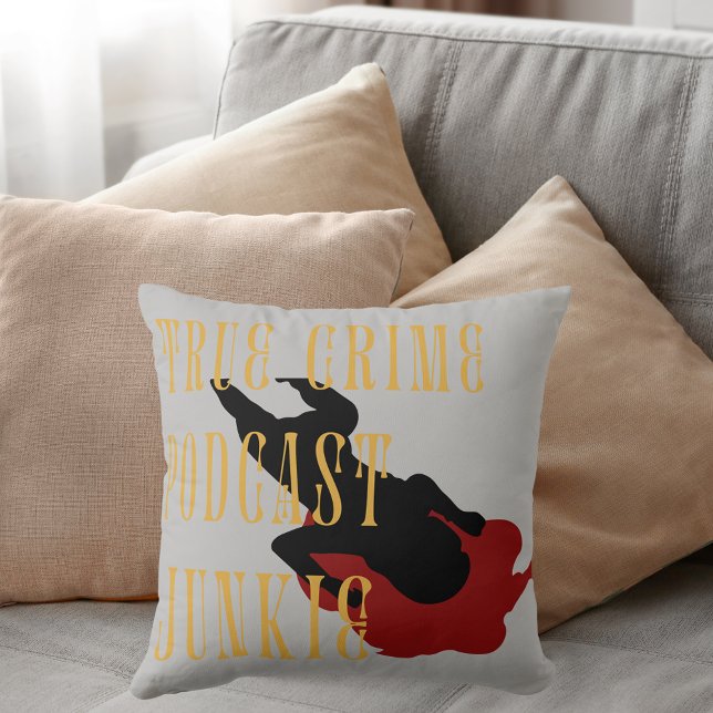 True Crime Podcast Junkie Throw Pillow (Creator Uploaded)