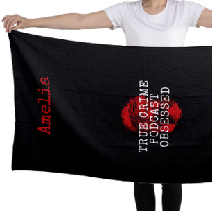 True Crime Podcast Obsessed Personalised Beach Towel