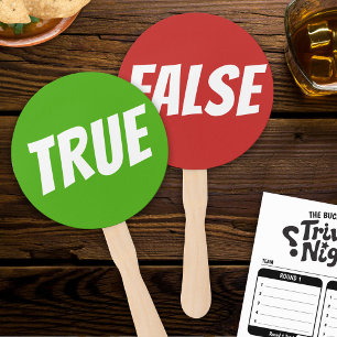 True / False bright green red quiz game signboards Hand Fan