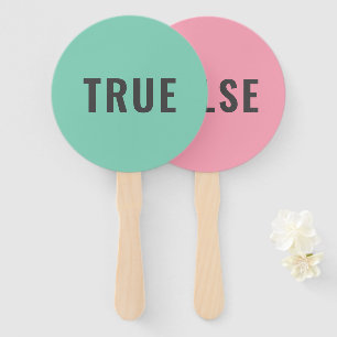 True False Game   Modern Pastel Green Pink Hand Fan