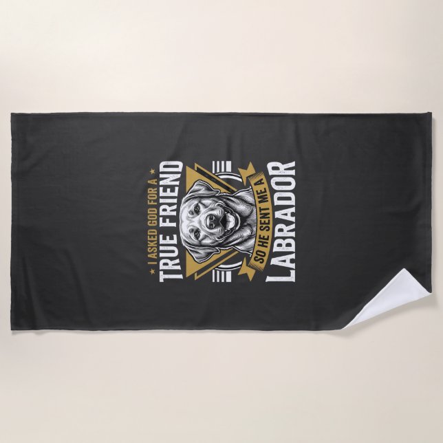 True Friend Labrador Dog Beach Towel (Front)