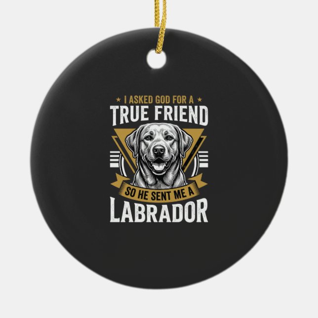 True Friend Labrador Dog Ceramic Tree Decoration (Front)