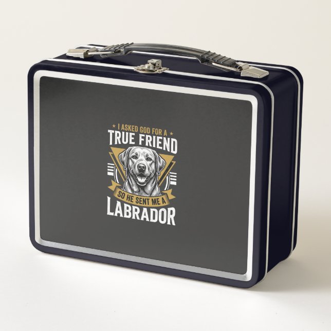 True Friend Labrador Dog Metal Lunch Box (Front)