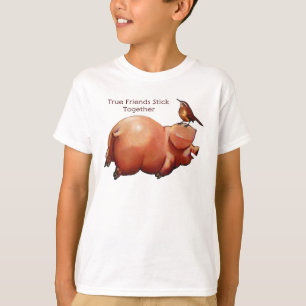 True Friends Stick Together: Cute Pig With Bird T-Shirt