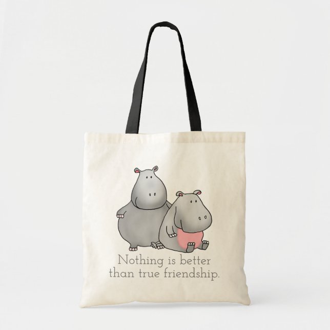 True Friendship Hippo Tote Bag (Front)