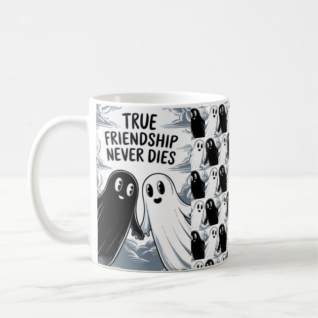True Friendship Never Dies Ghosts Holding Hands Coffee Mug (Left)