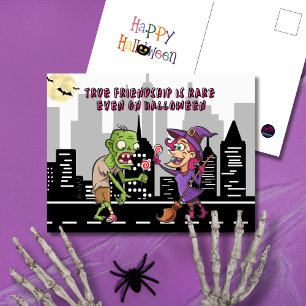 True Friendship Witch Zombie Halloween Holiday Postcard