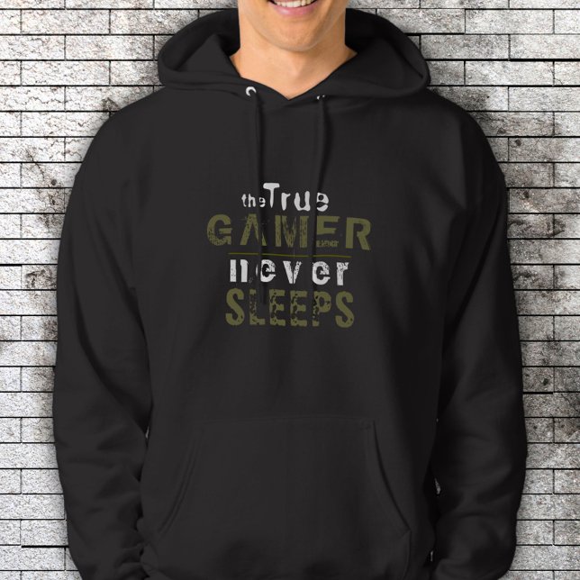 True Gamer Never Sleeps Typography Gamer  Hoodie (Creator Uploaded)