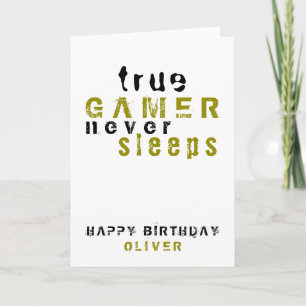 True Gamer Typography Boy Gamer Birthday Card