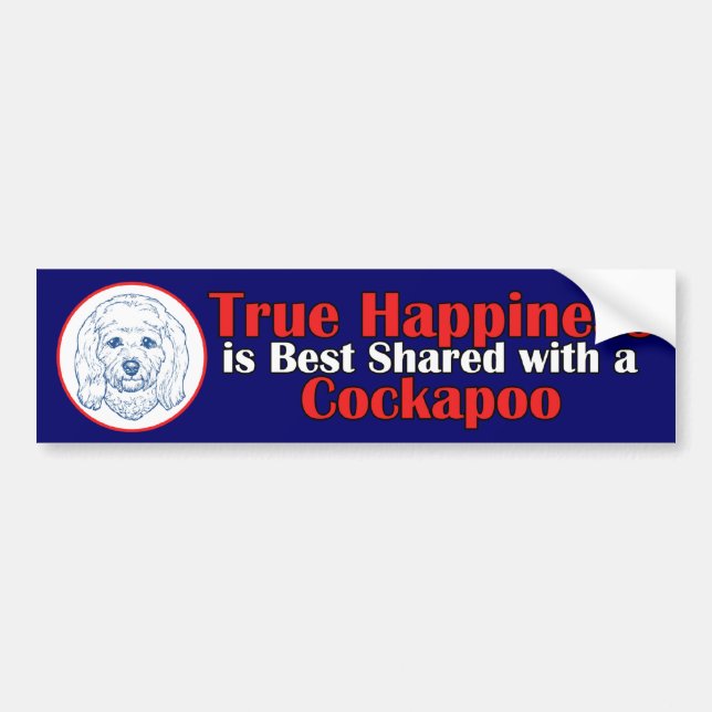 True Happiness with a Cockapoo Bumper Sticker (Front)