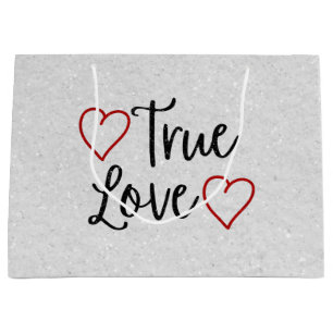 True Love Black Glitter Valentine's Large Gift Bag
