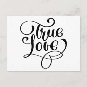 True Love Black & White Typography Wedding Bridal Postcard