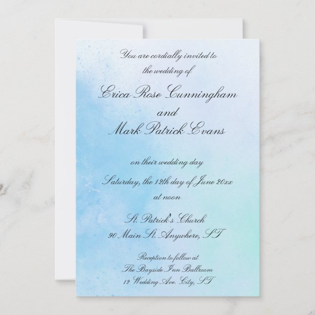 "True Love Blue" Wedding Invitation (Front)